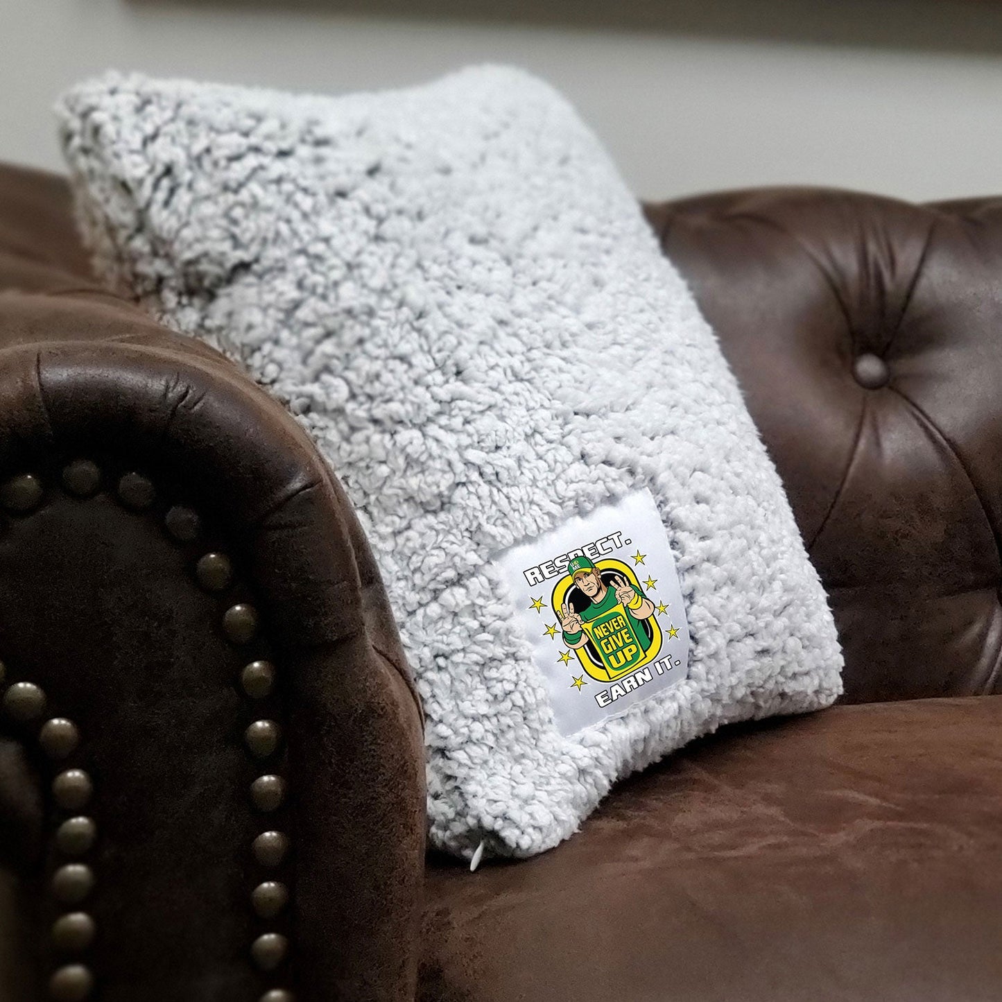 John Cena "Earn The Day" Sherpa Throw Pillow