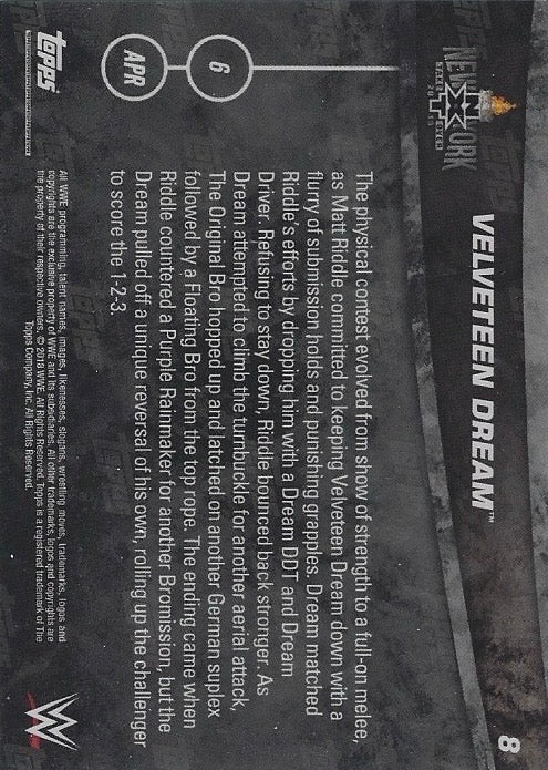 Velveteen Dream Retains the NXT North American Championship trading card PW Catalog