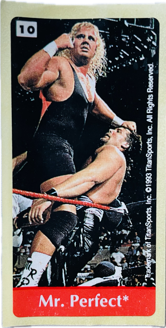WWF Dunkin Bubble Gum Stickers (1993) No. 10 Mr. Perfect PW Catalog