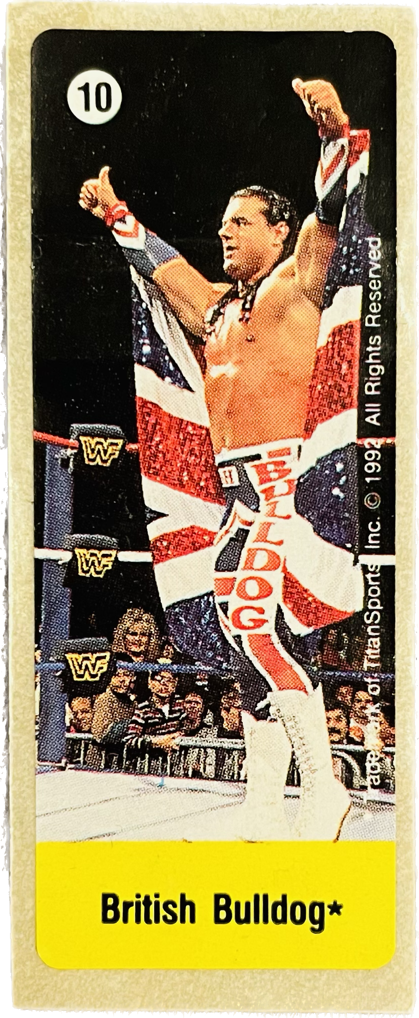 WWF Dunkin Bubble Gum Stickers (1992) No. 10 British Bulldog PW Catalog
