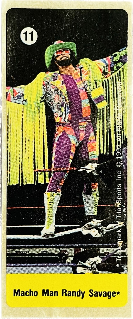 WWF Dunkin Bubble Gum Stickers (1992) No. 11 Macho Man Randy Savage PW Catalog