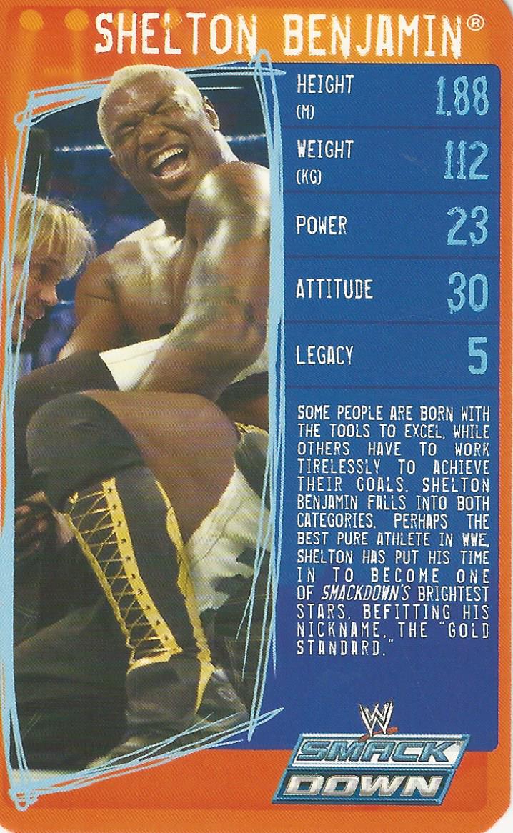 WWE Top Trumps Specials 2009 Shelton Benjamin trading card PW Catalog