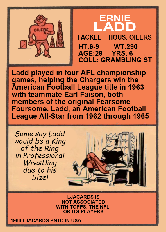 Ernie Ladd – Houston Oilers trading card PW Catalog