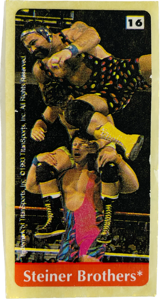 WWF Dunkin Bubble Gum Stickers (1993) No. 16 Steiner Brothers PW Catalog