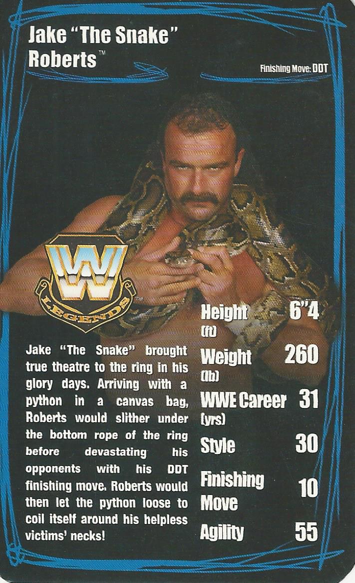 WWE Top Trumps 2006 Superstars 2 Jake the Snake Roberts trading card PW Catalog