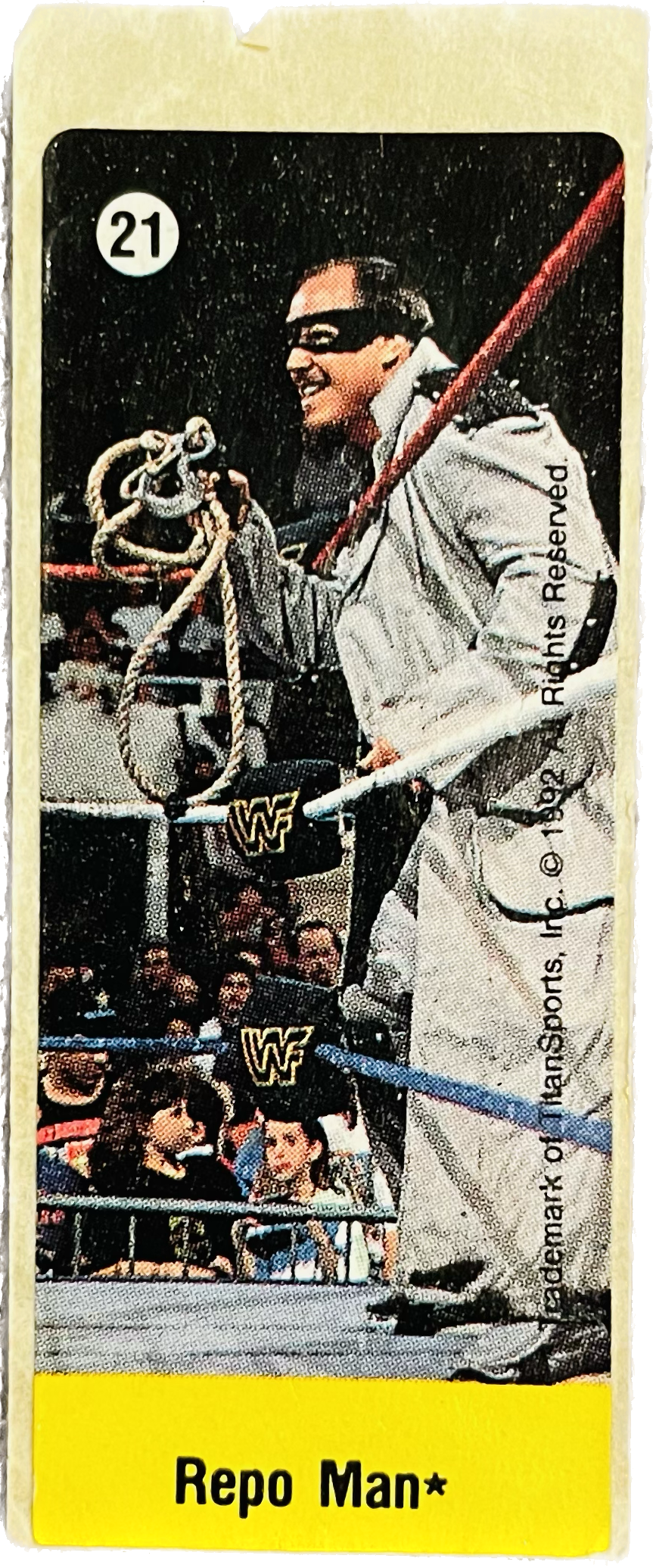 WWF Dunkin Bubble Gum Stickers (1992) No. 21 Repo Man PW Catalog