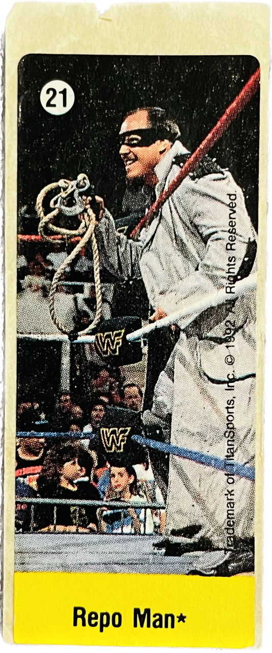 WWF Dunkin Bubble Gum Stickers (1992) No. 21 Repo Man PW Catalog