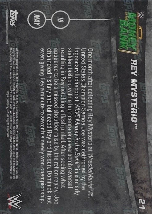 REY Mysterio DEF. Samoa JOE to Become the New United States Champion trading card PW Catalog