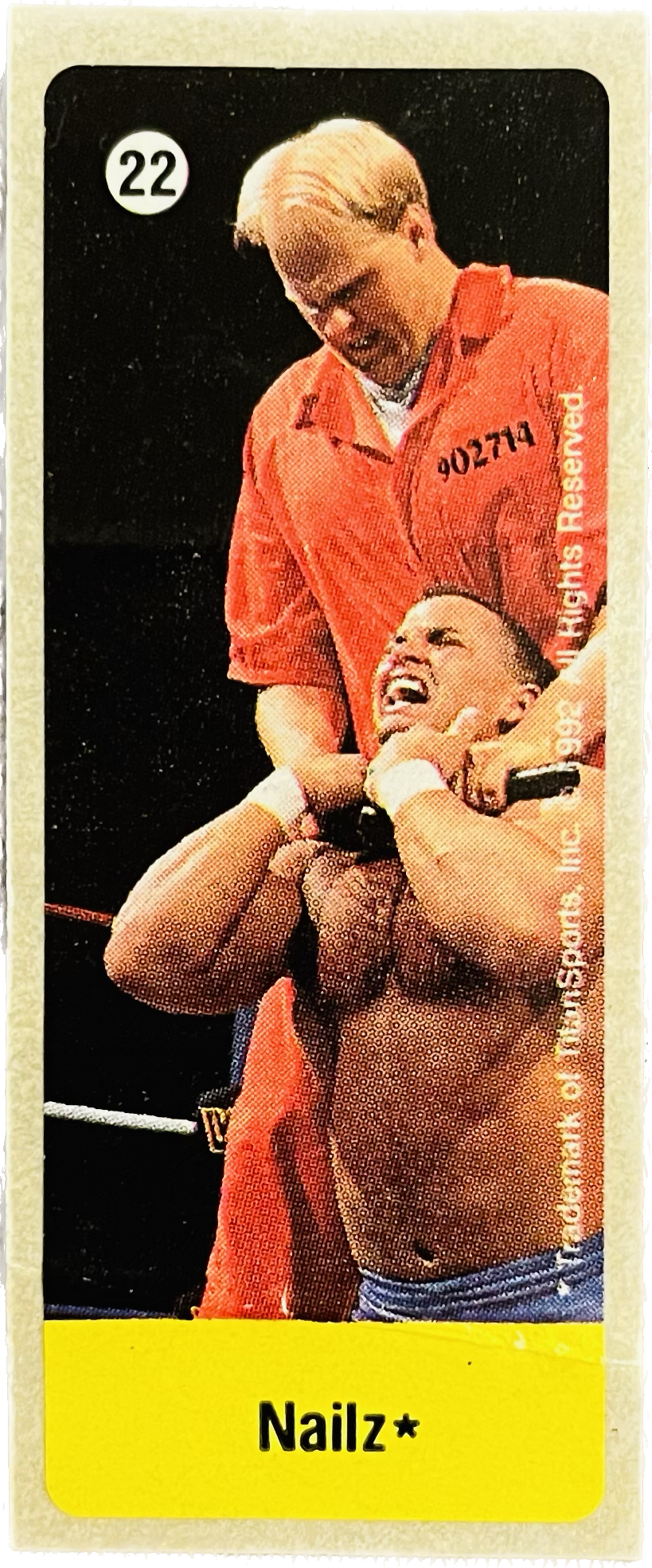 WWF Dunkin Bubble Gum Stickers (1992) No. 22 Nailz PW Catalog