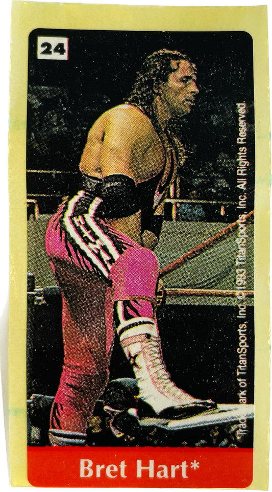 WWF Dunkin Bubble Gum Stickers (1993) No. 24 Bret Hart PW Catalog