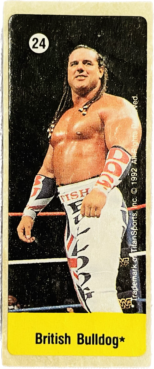 WWF Dunkin Bubble Gum Stickers (1992) No. 24 British Bulldog PW Catalog