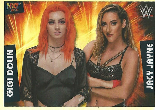 WWE Panini 2022 Sticker Collection Gigi Dolin and Jacy Jayne Foil #259