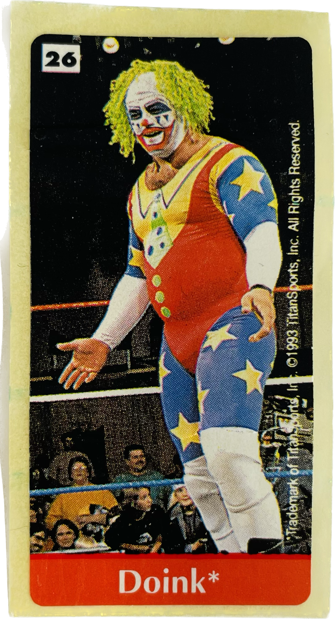 WWF Dunkin Bubble Gum Stickers (1993) No. 26 Doink PW Catalog