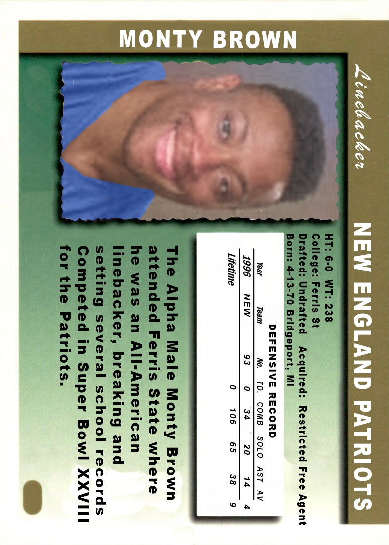 Monty Brown – New England Patriots trading card PW Catalog
