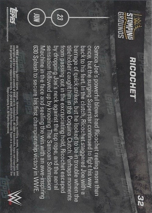 Ricochet Wins the WWE United States Championship trading card PW Catalog