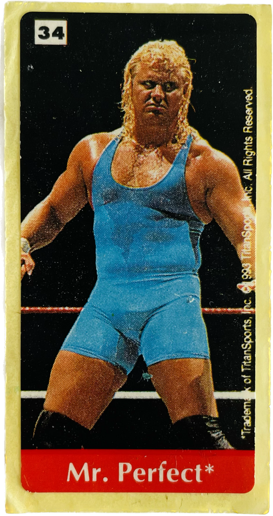 WWF Dunkin Bubble Gum Stickers (1993) No. 34 Mr. Perfect PW Catalog
