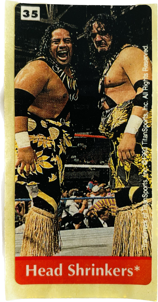 WWF Dunkin Bubble Gum Stickers (1993) No. 35 Headshrinkers PW Catalog