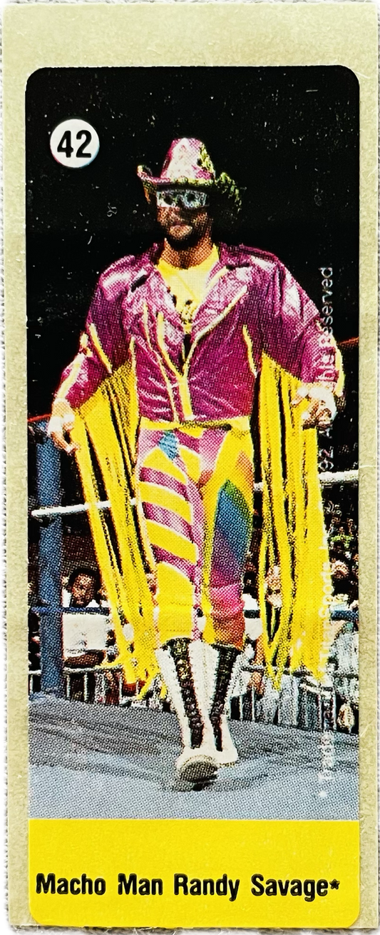 WWF Dunkin Bubble Gum Stickers (1992) No. 42 Macho Man Randy Savage PW Catalog