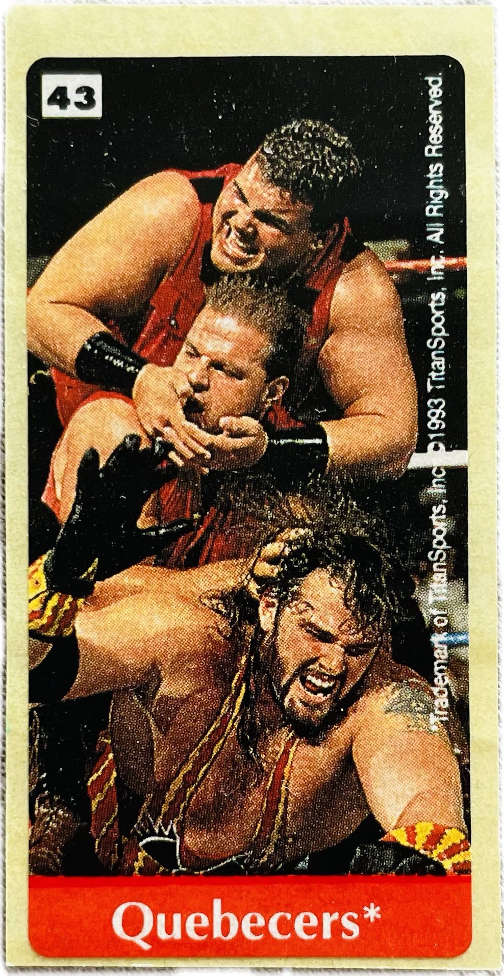 WWF Dunkin Bubble Gum Stickers (1993) No. 43 Quebecers PW Catalog