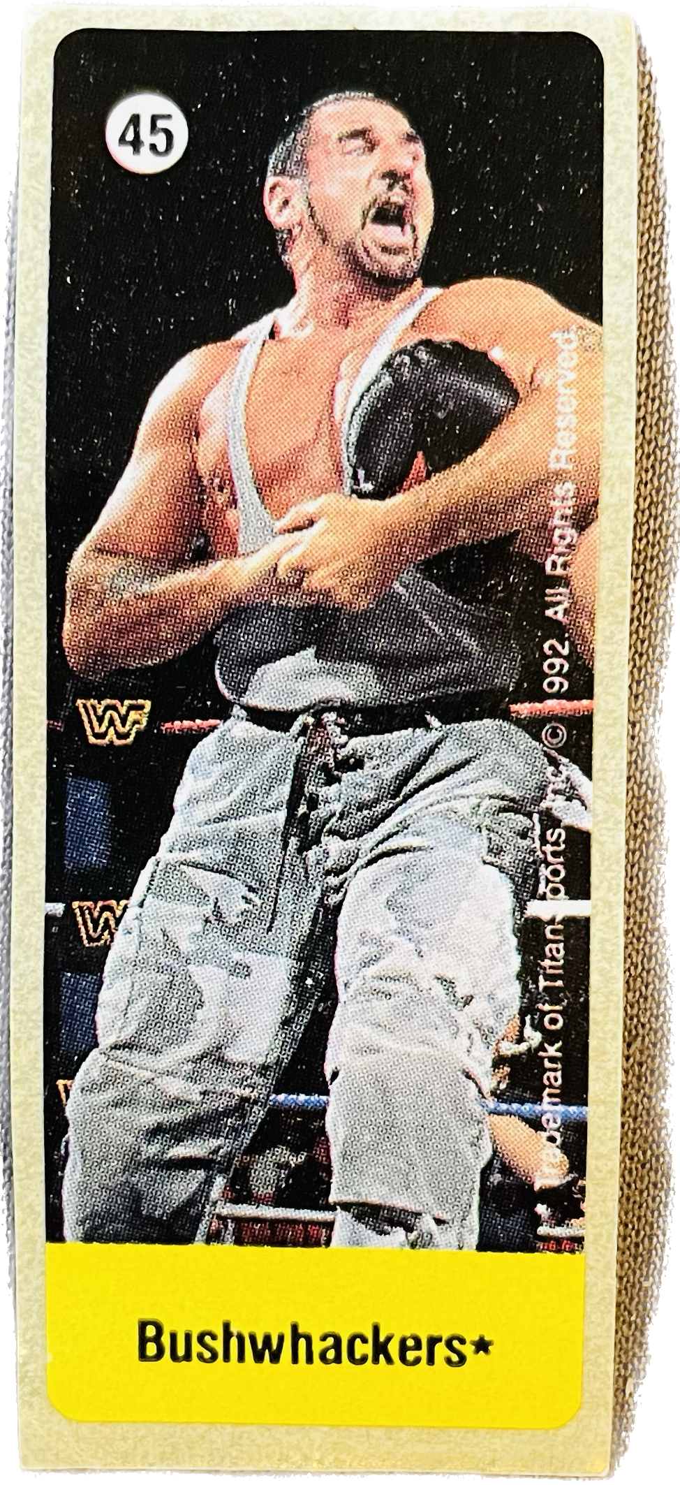 WWF Dunkin Bubble Gum Stickers (1992) No. 45 Bushwhackers PW Catalog