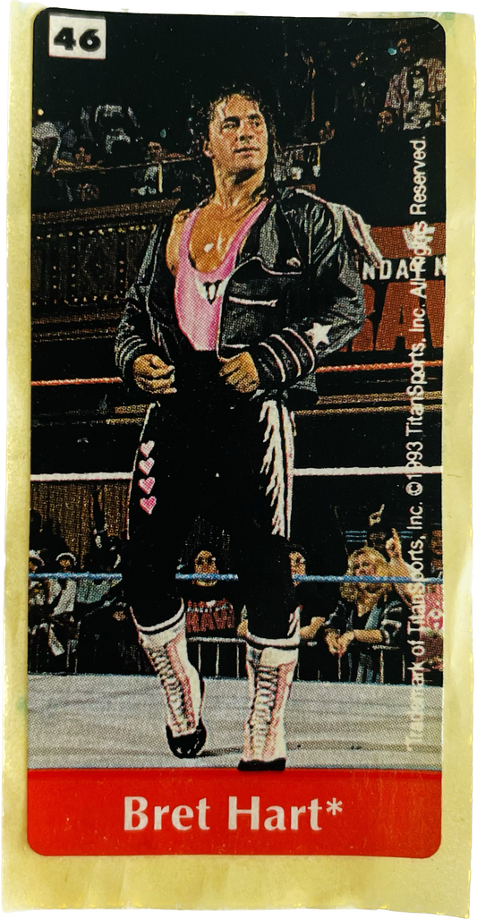WWF Dunkin Bubble Gum Stickers (1993) No. 46 Bret Hart PW Catalog