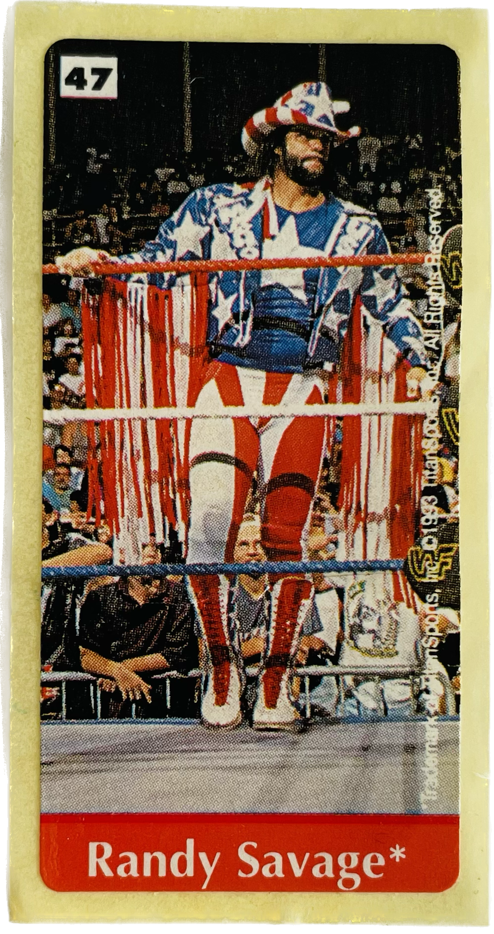 WWF Dunkin Bubble Gum Stickers (1993) No. 47 Macho Man Randy Savage PW Catalog