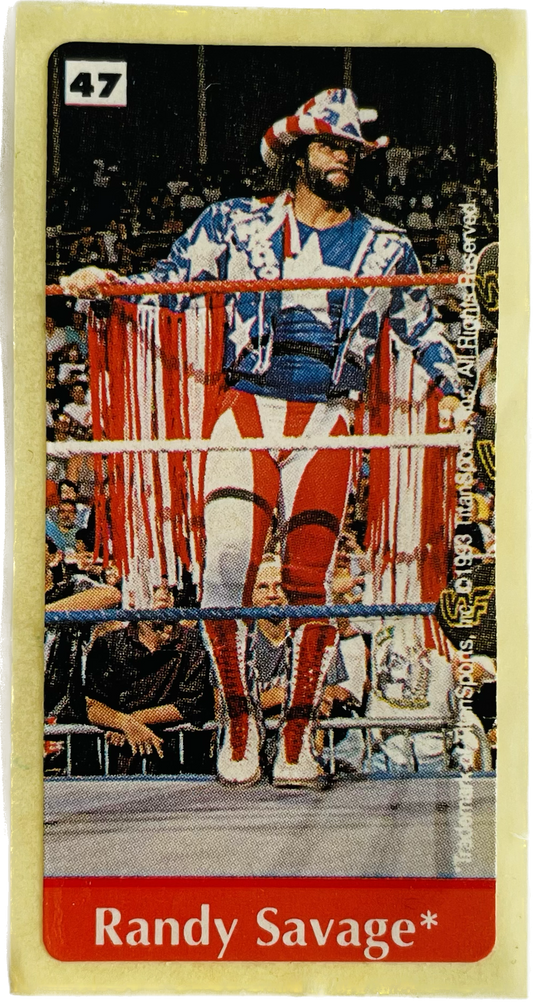 WWF Dunkin Bubble Gum Stickers (1993) No. 47 Macho Man Randy Savage PW Catalog