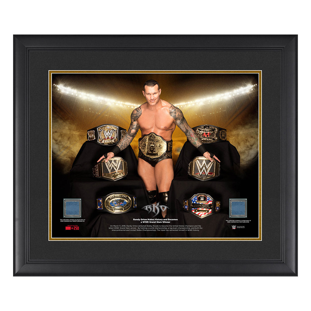Randy Orton "Grand Slam Champion" 23 x 27 Framed Plaque w/ Ring Canvas