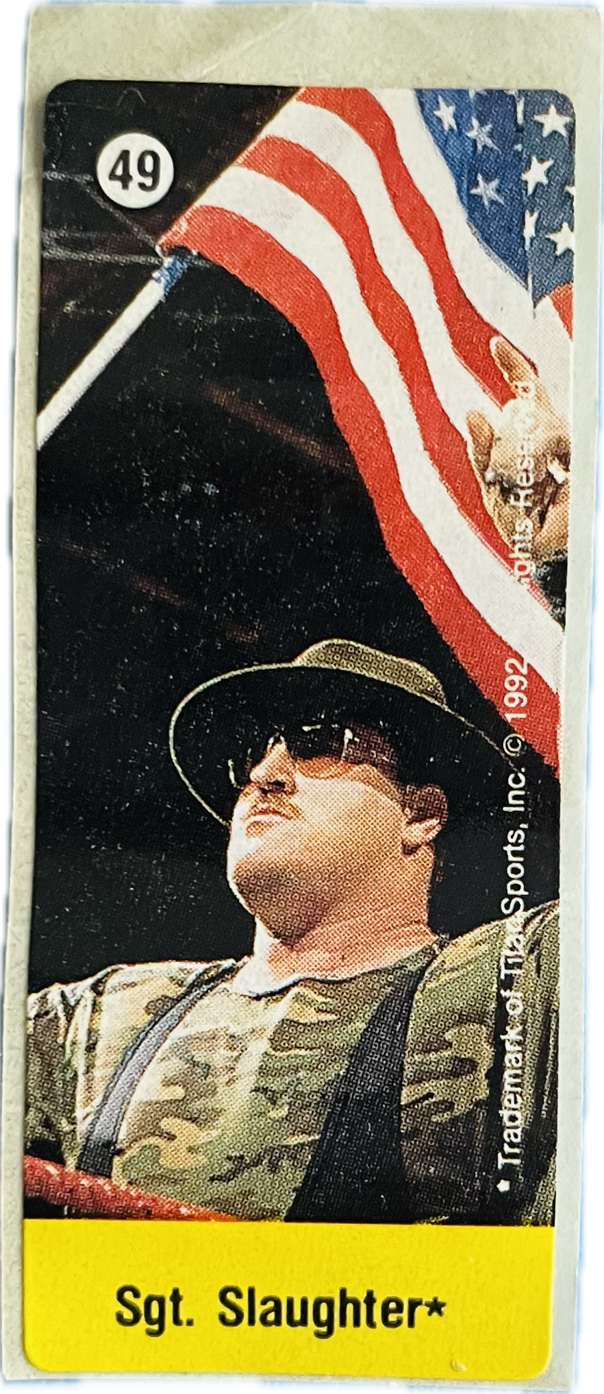 WWF Dunkin Bubble Gum Stickers (1992) No. 49 Sgt. Slaughter PW Catalog