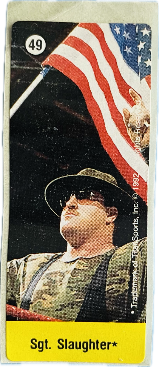 WWF Dunkin Bubble Gum Stickers (1992) No. 49 Sgt. Slaughter PW Catalog