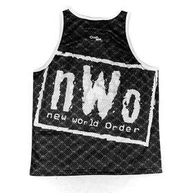 nWo Retro Black & White Chalk Line Tank Top