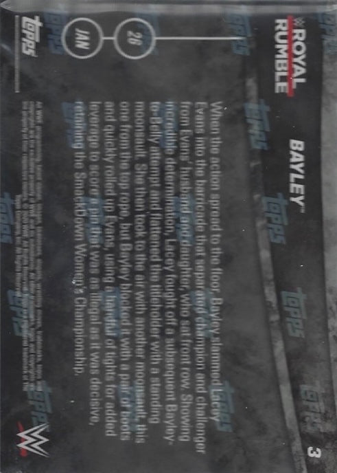 Bayley DEF. Lacey Evans to Retain the Smackdown Women’s Championship trading card PW Catalog