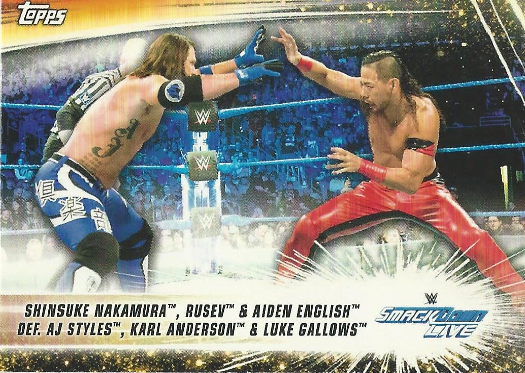WWE Topps SummerSlam 2019 AJ Styles vs. Shinsuke Nakamura #53