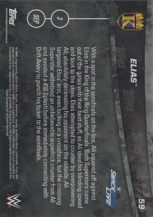 Elias DEF. ALI in King of the Ring Quarterfinals Match trading card PW Catalog