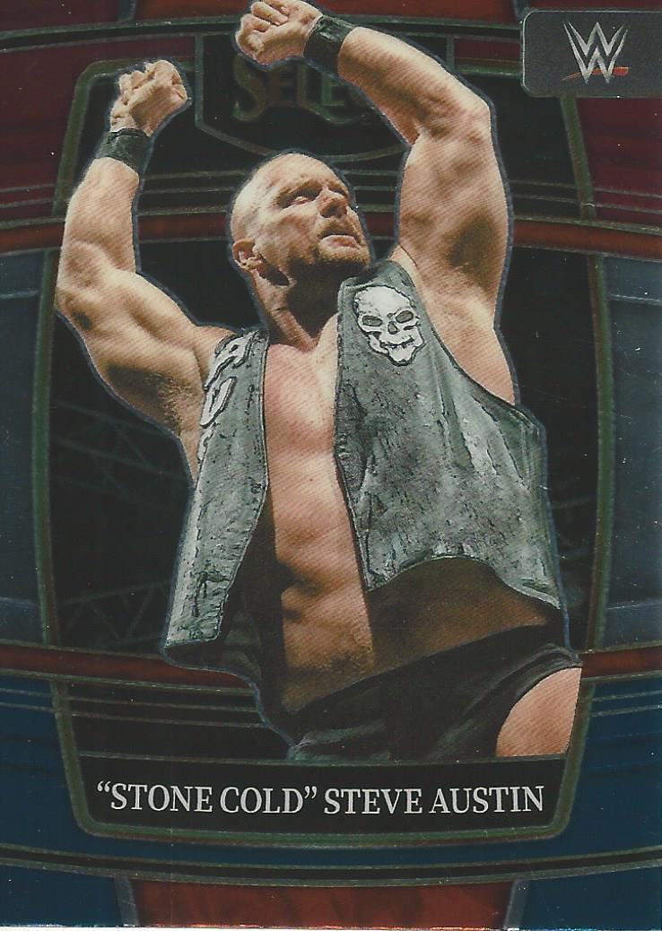 WWE Panini Select 2022 Red/Silver/Blue Stone Cold Steve Austin #55