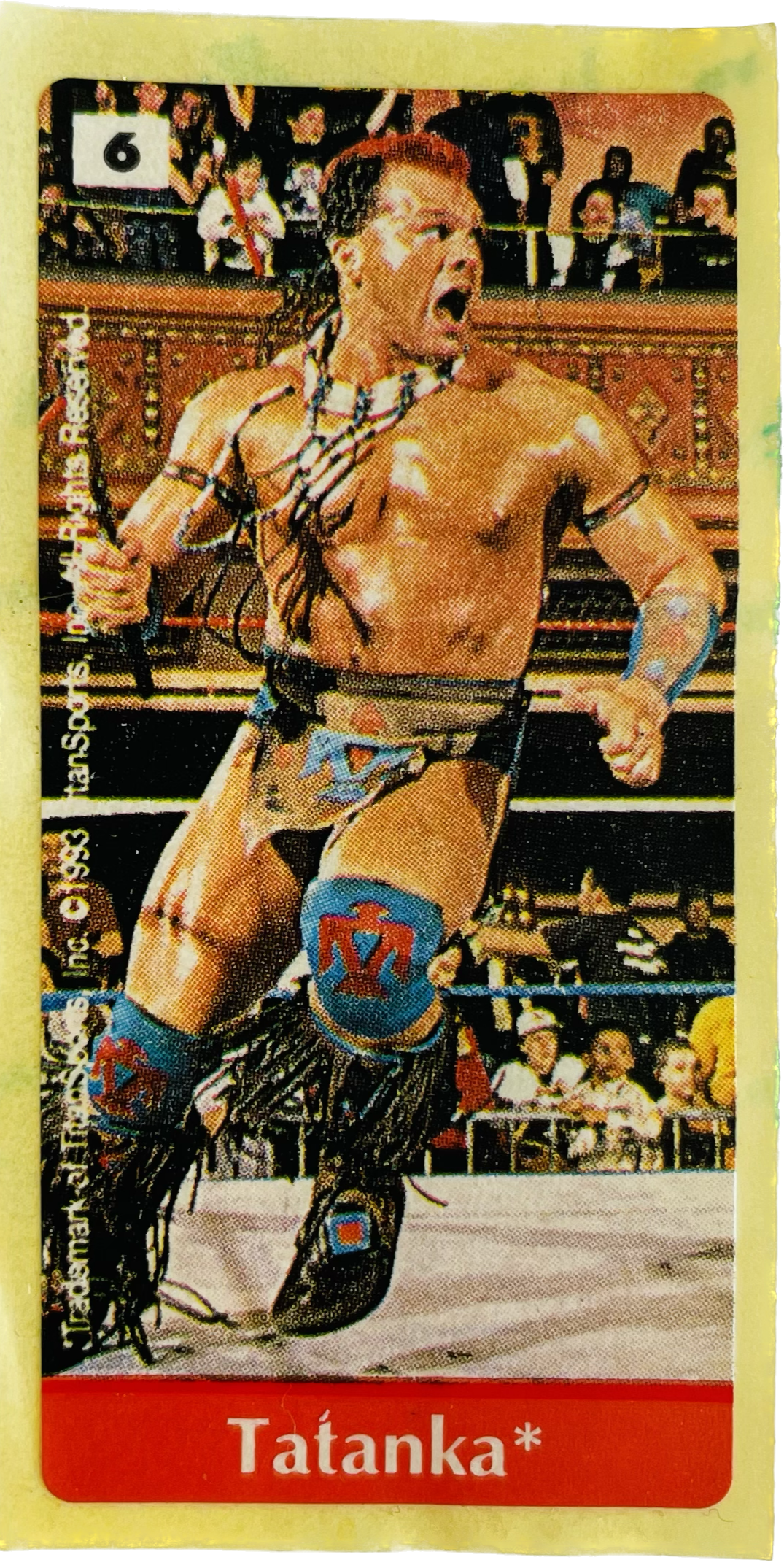 WWF Dunkin Bubble Gum Stickers (1993) No. 6 Tatanka PW Catalog