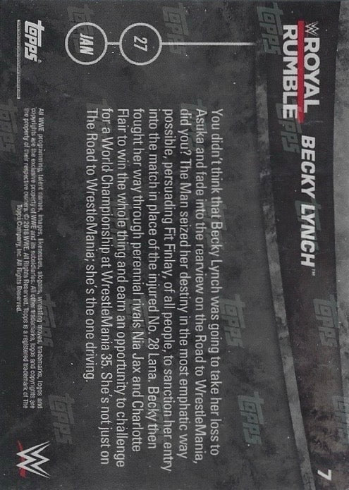 Becky Lynch Wins the 2019 Women’s Royal Rumble trading card PW Catalog