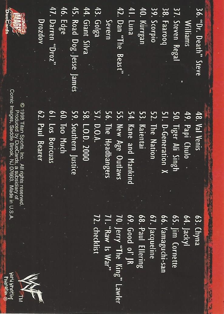 WWF Superstarz 1998 Checklist #72