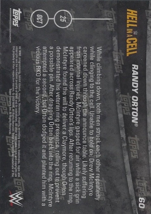 Randy Orton DEF. Drew Mcintyre to Become the New WWE Champion trading card PW Catalog