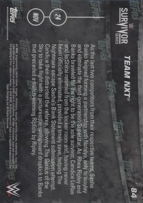 Team NXT Wins the Women’s Survivor Series Elimination Triple Threat Match trading card PW Catalog