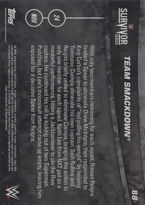 Team Smackdown Wins the Men’s Survivor Series Elimination Triple Threat Match trading card PW Catalog