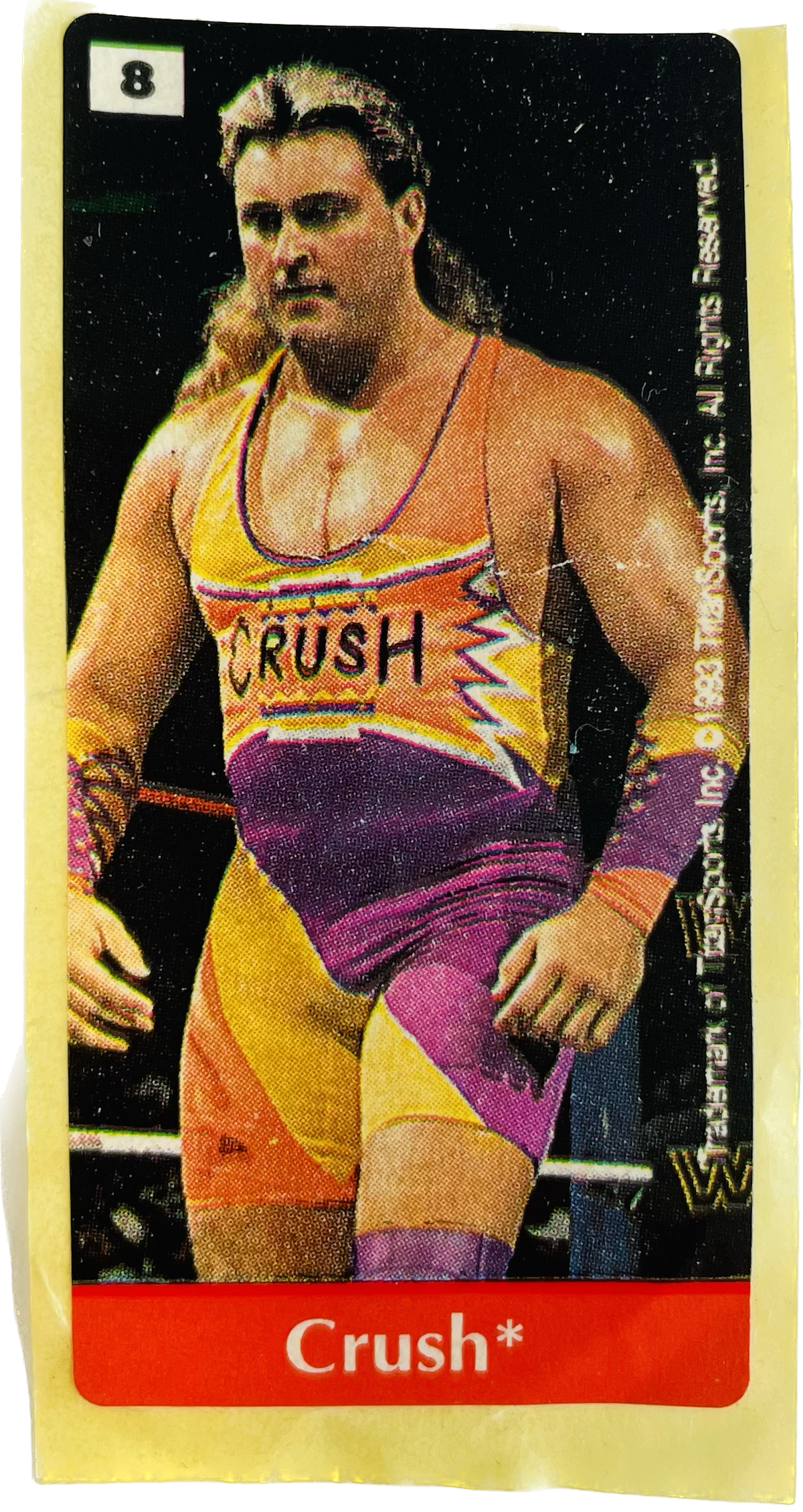 WWF Dunkin Bubble Gum Stickers (1993) No. 8 Crush PW Catalog