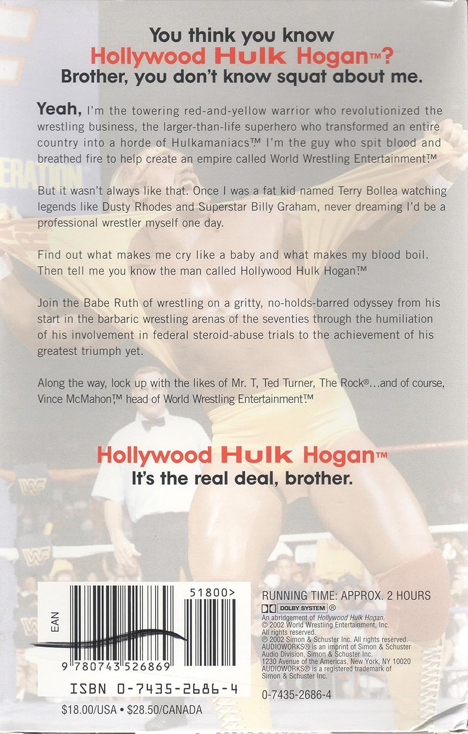 Hollywood Hulk Hogan The Story of Terry Bollea Audio Book Cassette 2002 Music CDs PWcatalog