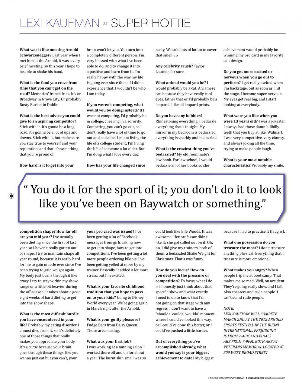 Columbus Magazine Alexa Bliss Magazine PWcatalog