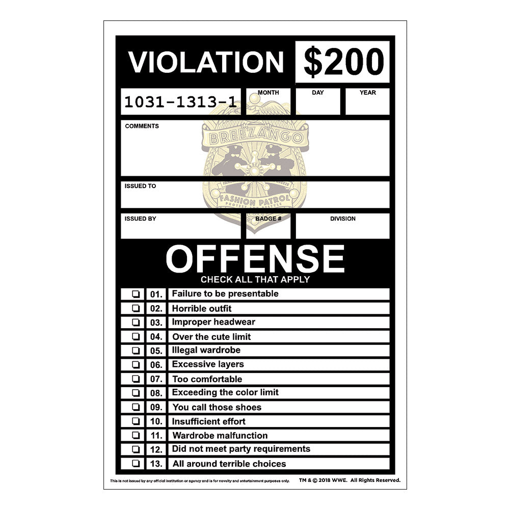 Breezango "Fashion Violatioin" Ticket Pad