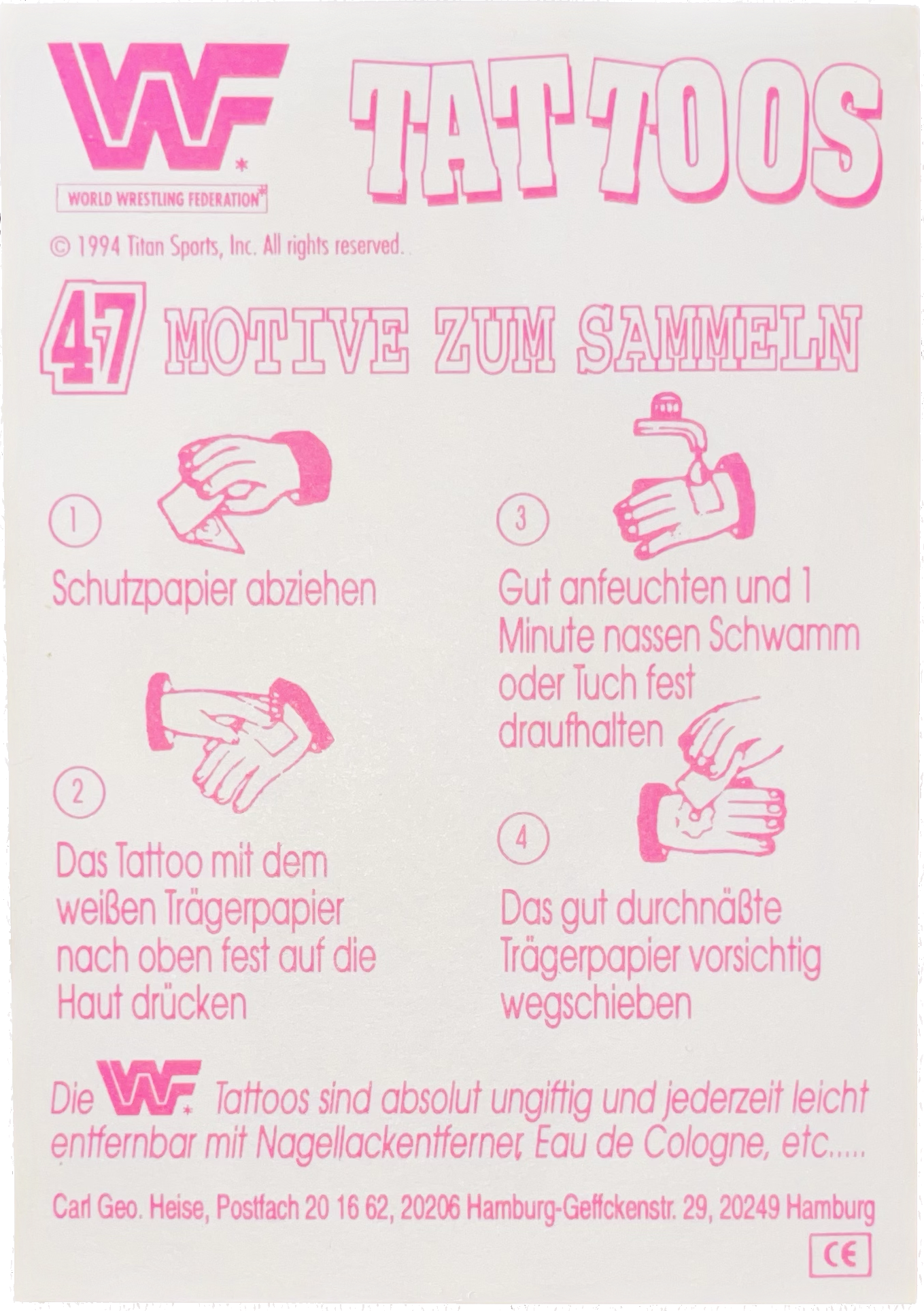 WWF Tattoos 1994 Undertaker from Germany Pwcatalog