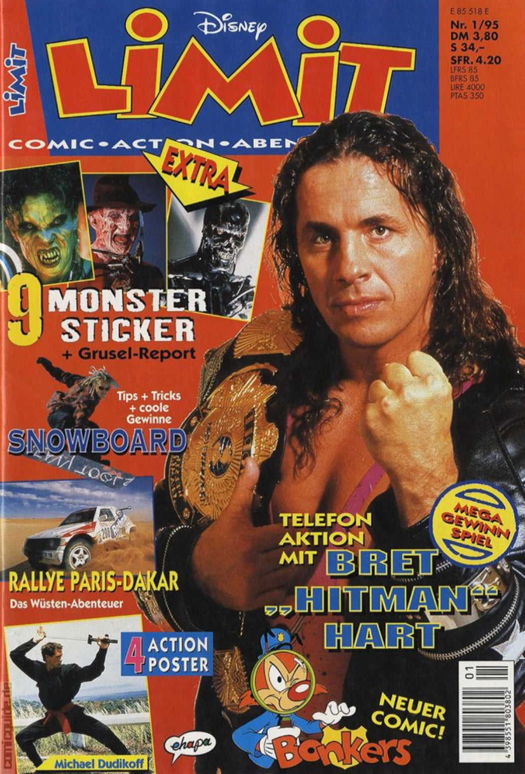 Limit 1995 #1 Bret Hart from Germany Magazine PWcatalog