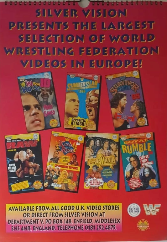 WWF World Tour UK Xpress 1997 Calendar from England PW Catalog