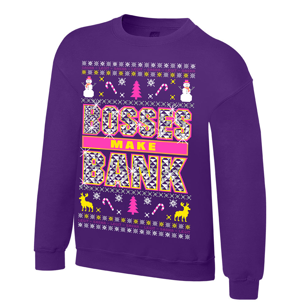 Sasha Banks "Bosses Make Bank" Ugly Holiday Sweatshirt