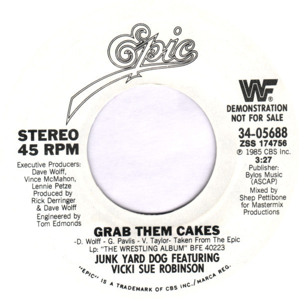 Junk Yard Dog Featuring Vicki Sue Robinson – Grab Them Cakes 1985 Vinyl from the Wrestling Album Music CDs PWcatalog